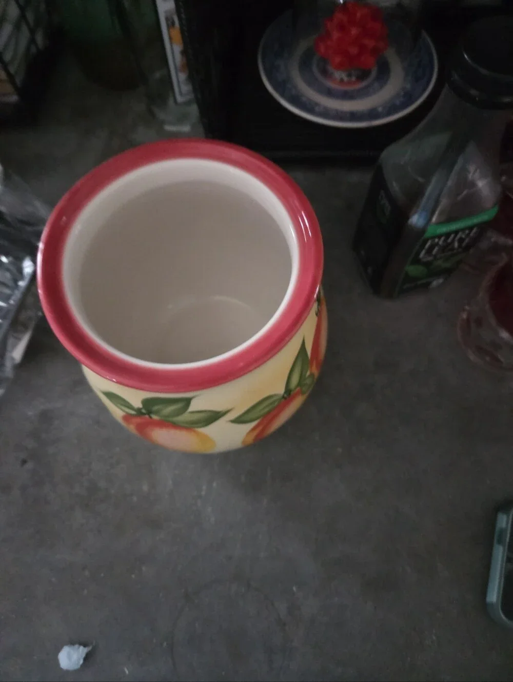 Peach Pattern Ceramic Kitchen Canister Set - Cream and Peach